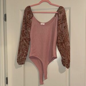 Pink and Brown Long Sleeve Bodysuit